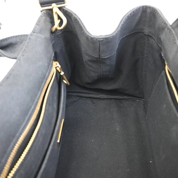 PRADA Logo Canapa 2Way Shoulder Hand Bag Canvas Leather Black GHW Italy - Picture 6 of 16